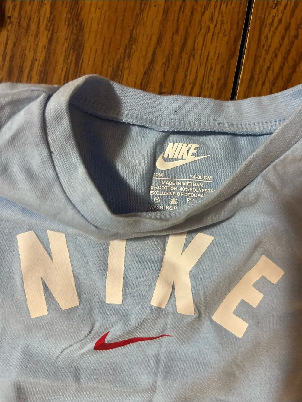 Nike Kids Pale Blue Short Sleeve Pajama Set with Red Logo